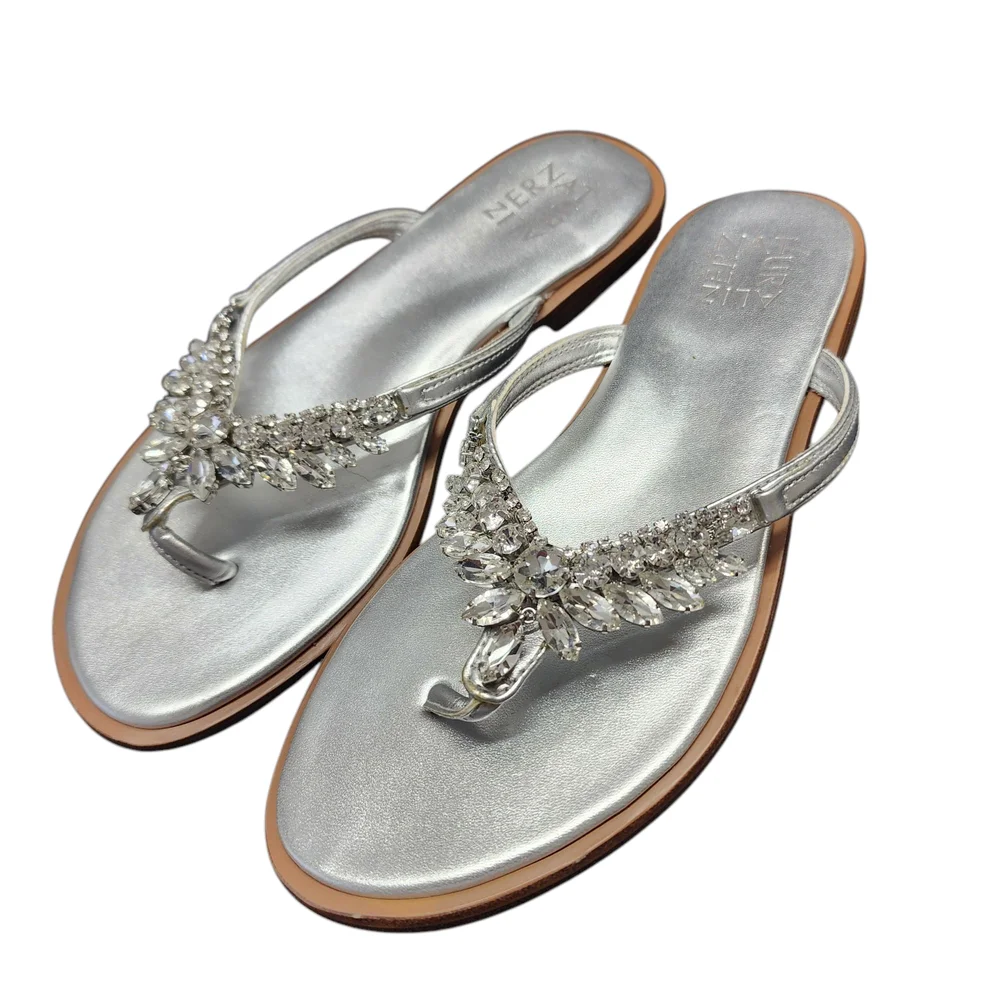 Naturalizer Silver Fallon Embellished Rhinestone‎ SandalsSize 7